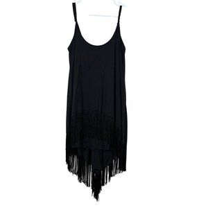 RVCA Black Flapper Style Fringe Dress Black Size Small
